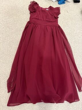 Lily Rose Burgundy Chiffon Flower Girl Dress